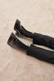 Leather lace-up ankle boots