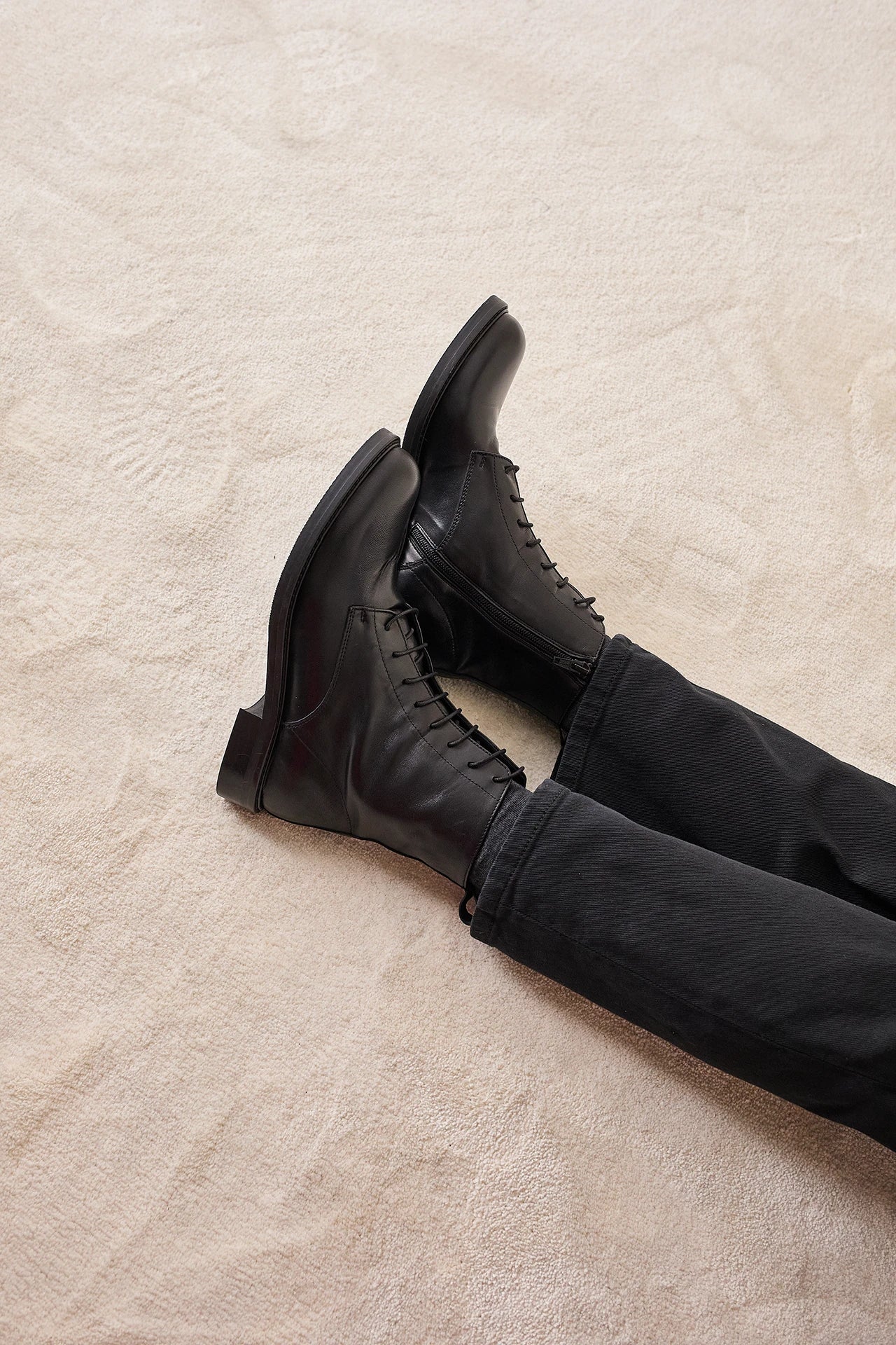 Leather lace-up ankle boots