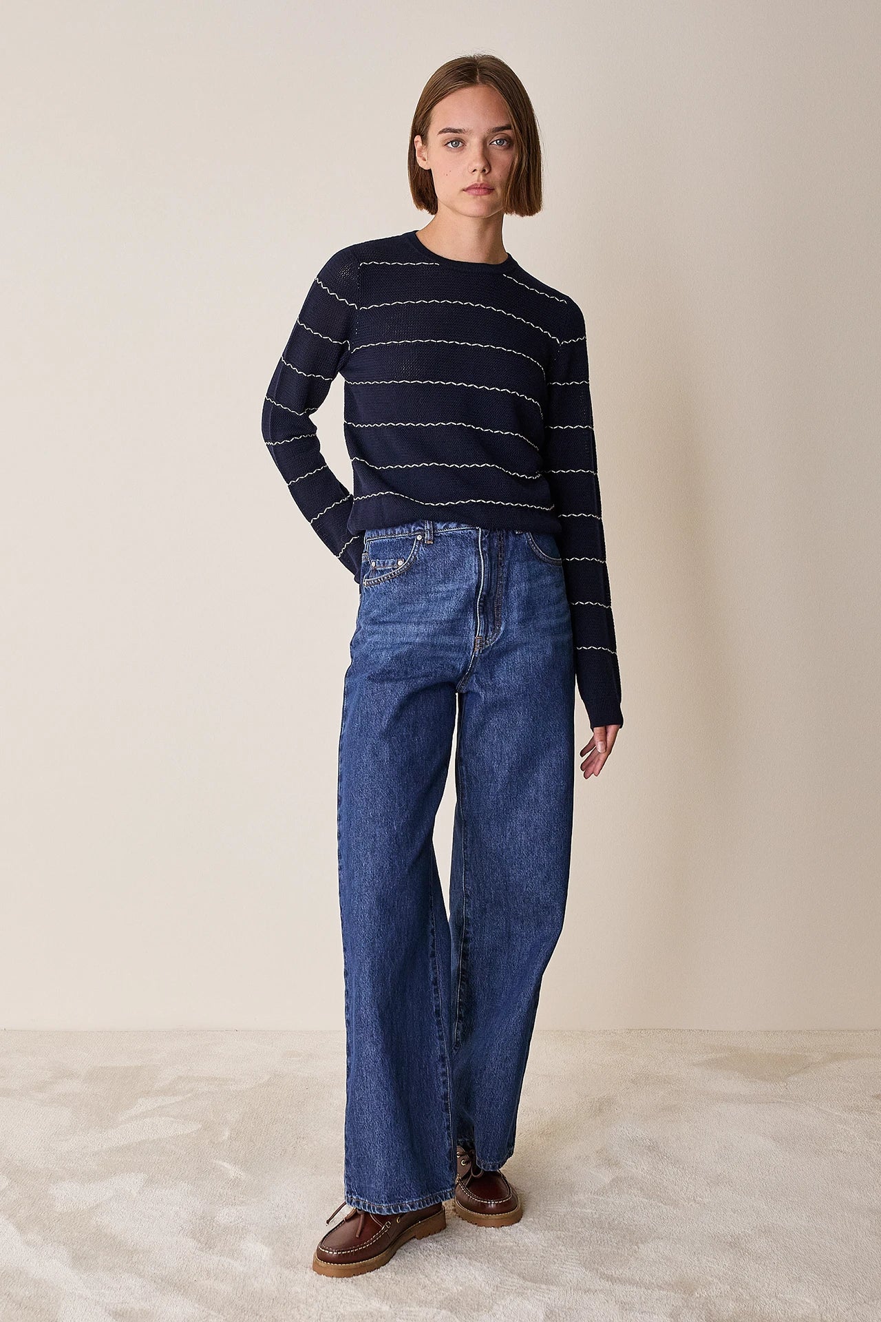 Maglia girocollo a righe