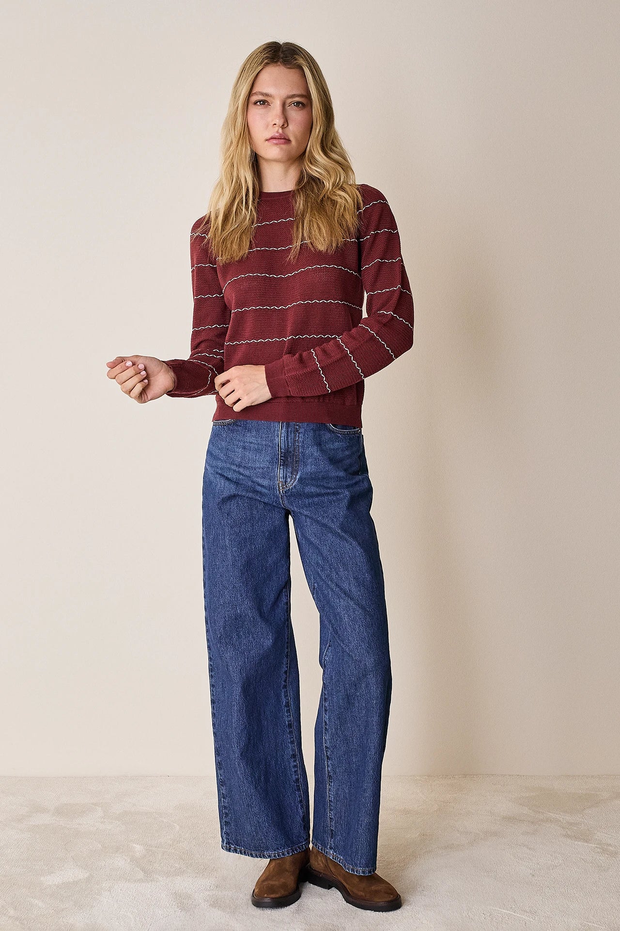 Maglia girocollo a righe