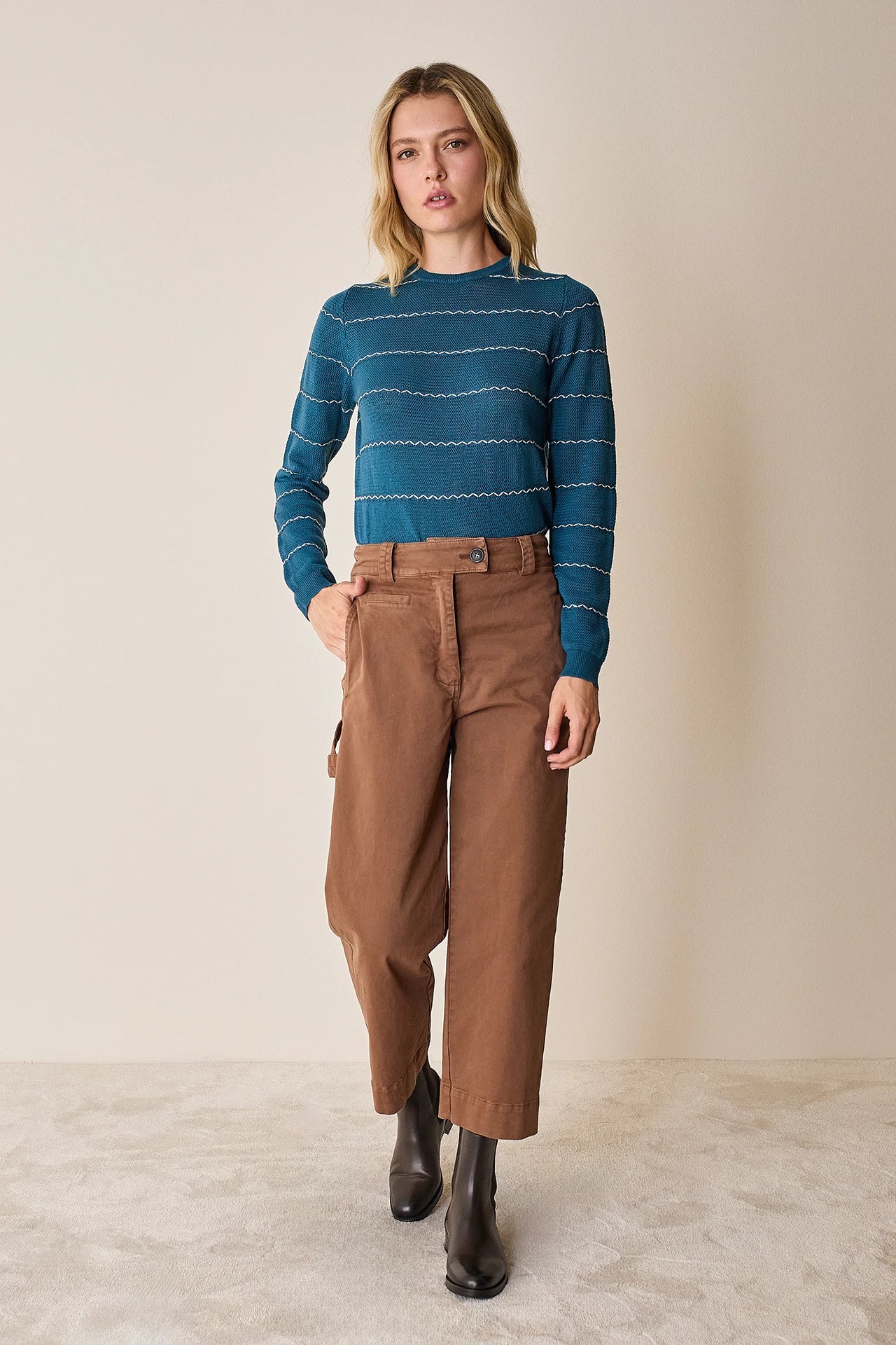 Maglia girocollo a righe
