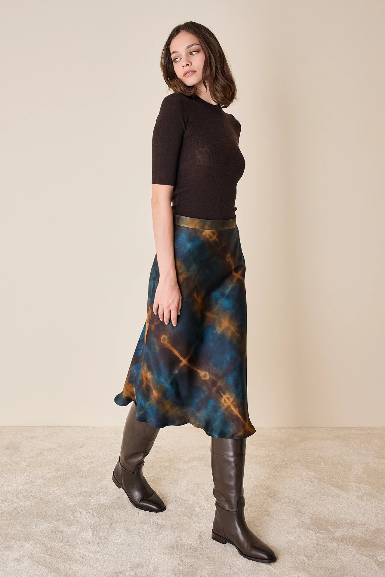 Short-sleeved wool crewneck