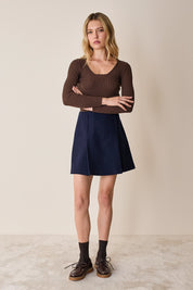 Ribbed scoop neck jumper in extra fine merino wool