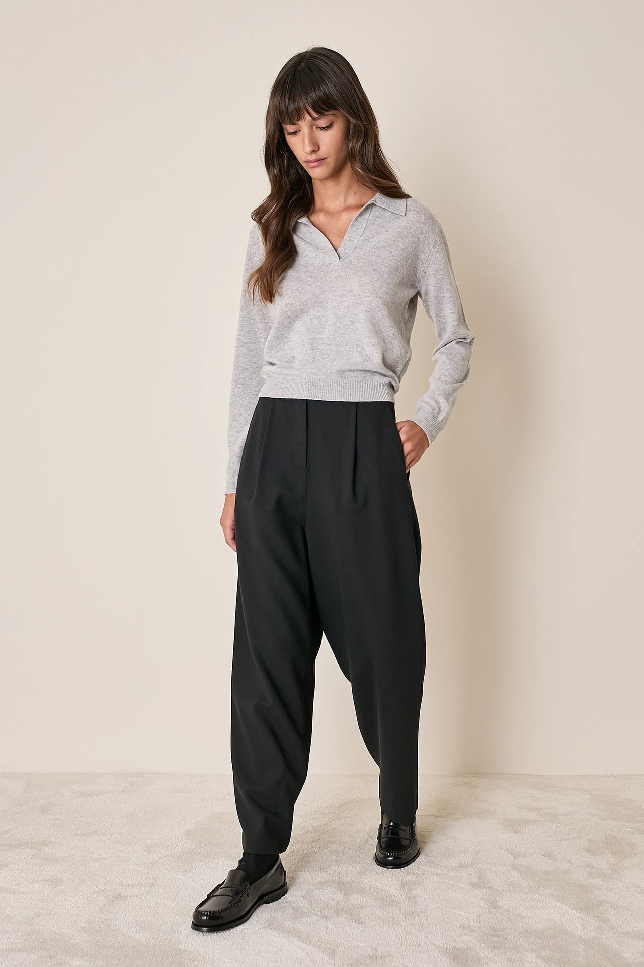 Polo in lana, seta e cashmere