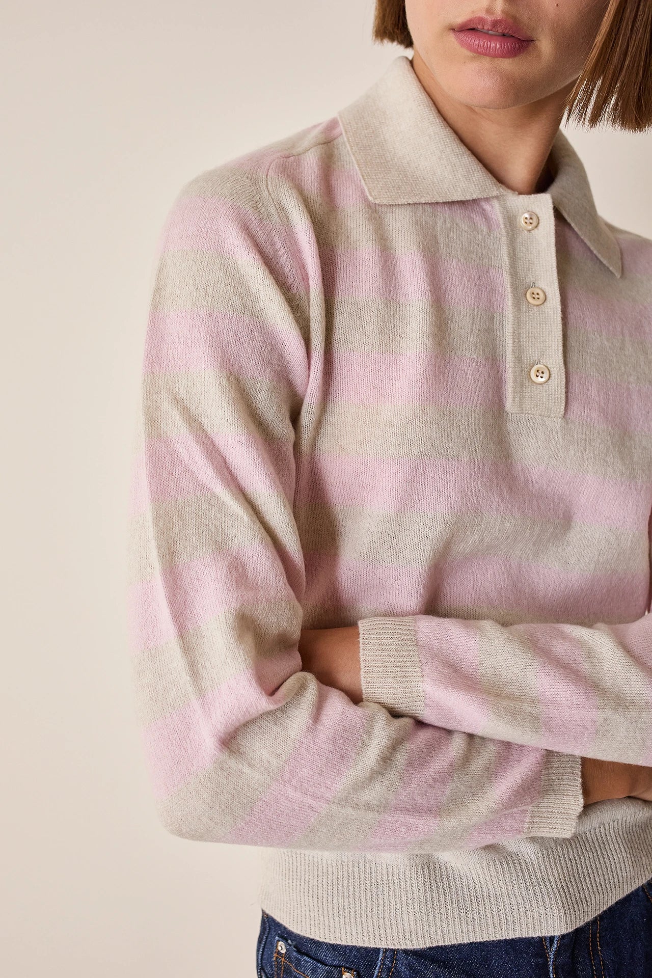 Knitted striped polo