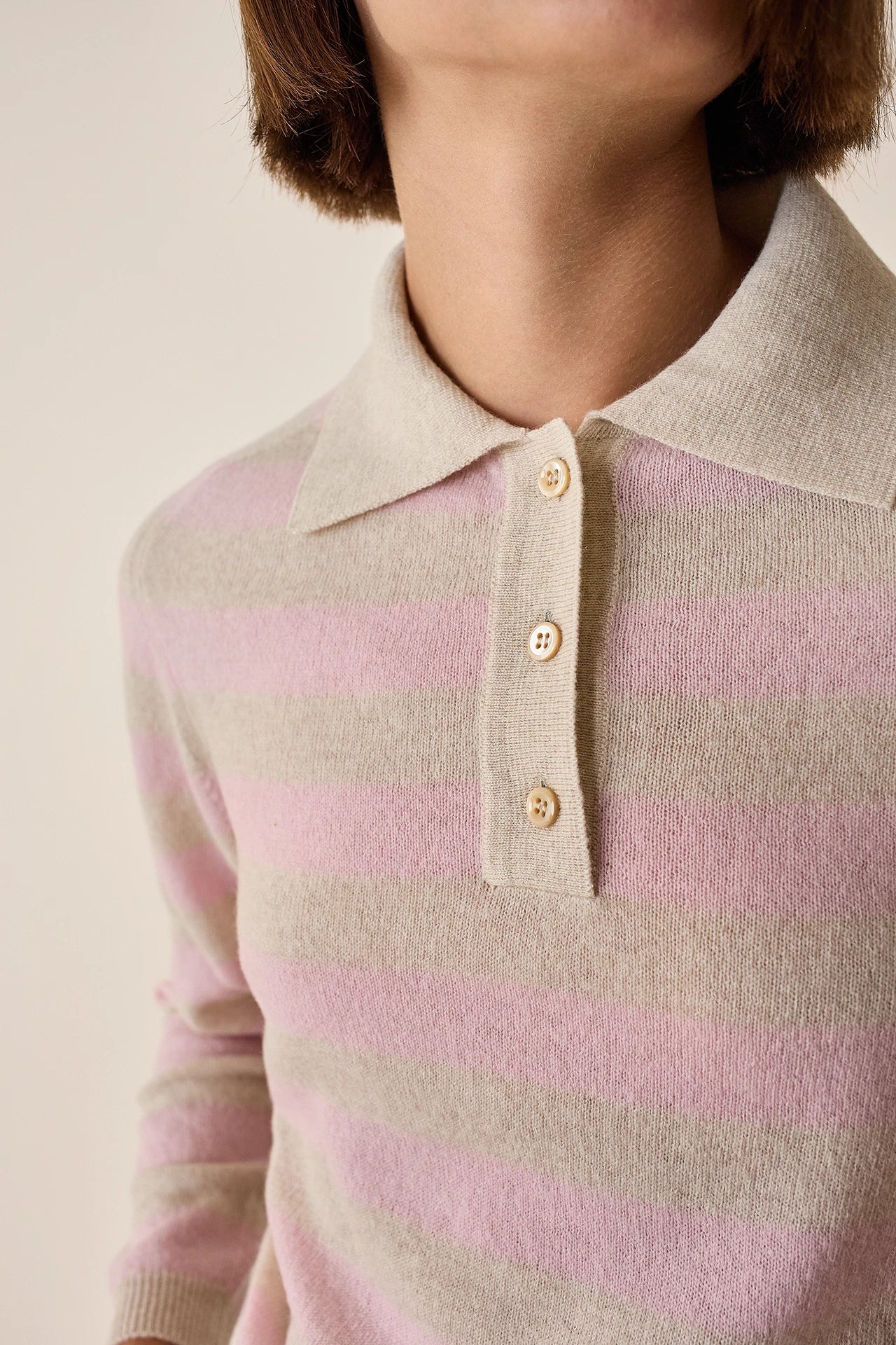 Knitted striped polo