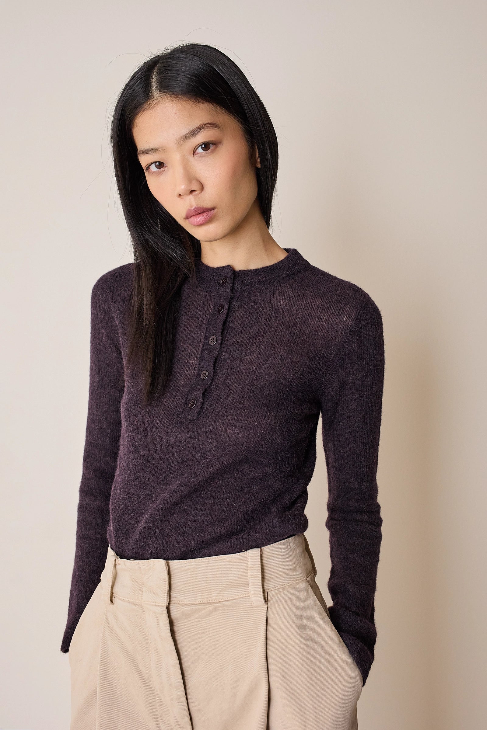 Alpaca blend Henley shirt