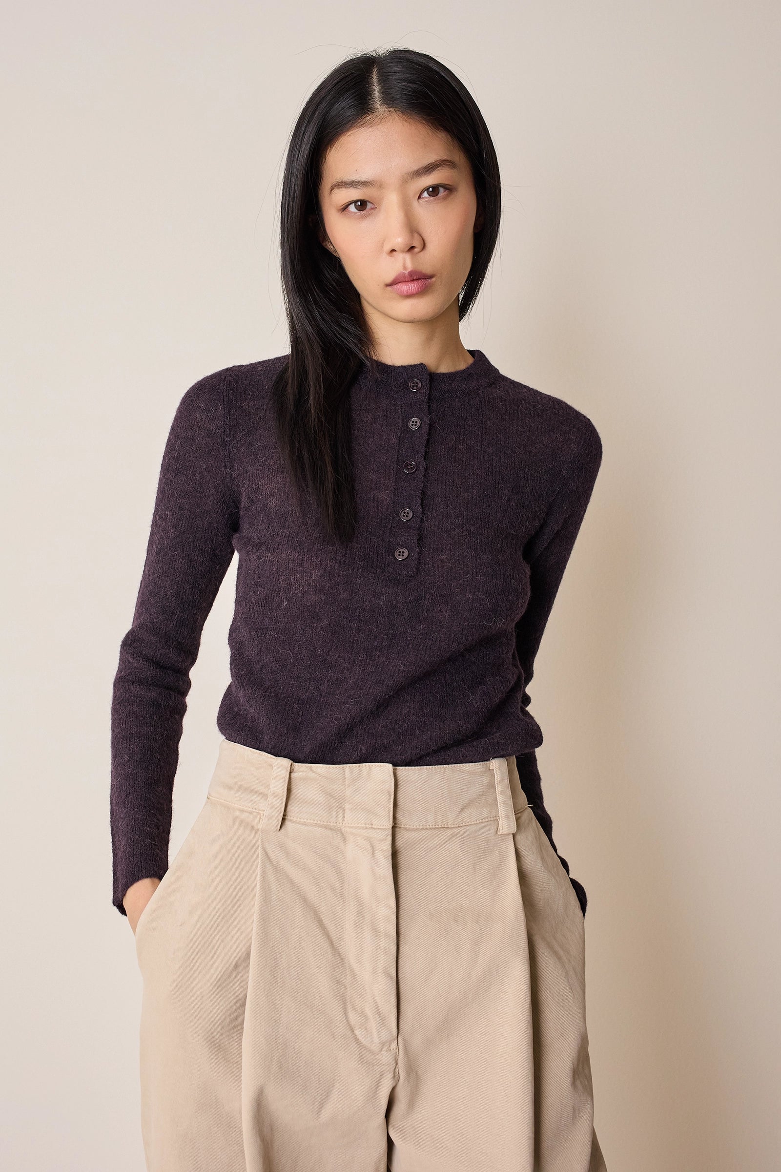 Alpaca blend Henley shirt