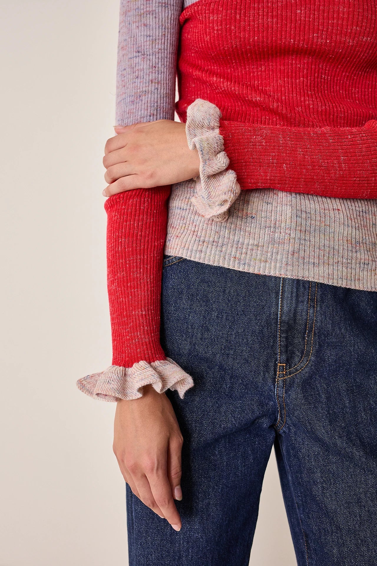 Maglia multicolor con volant