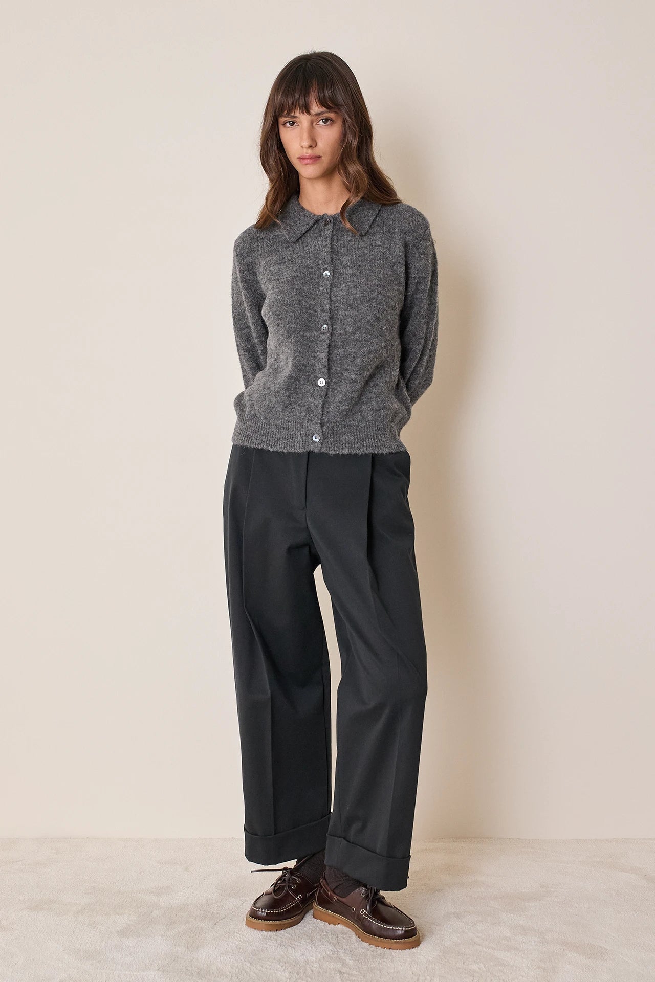 Cardigan con colletto a polo