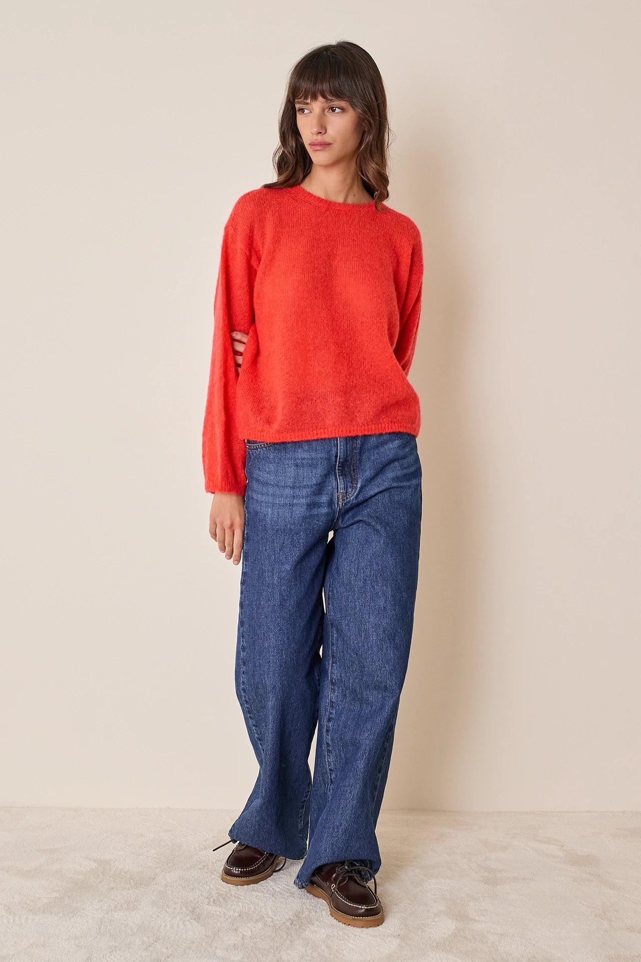 Maglia girocollo in mohair e baby alpaca