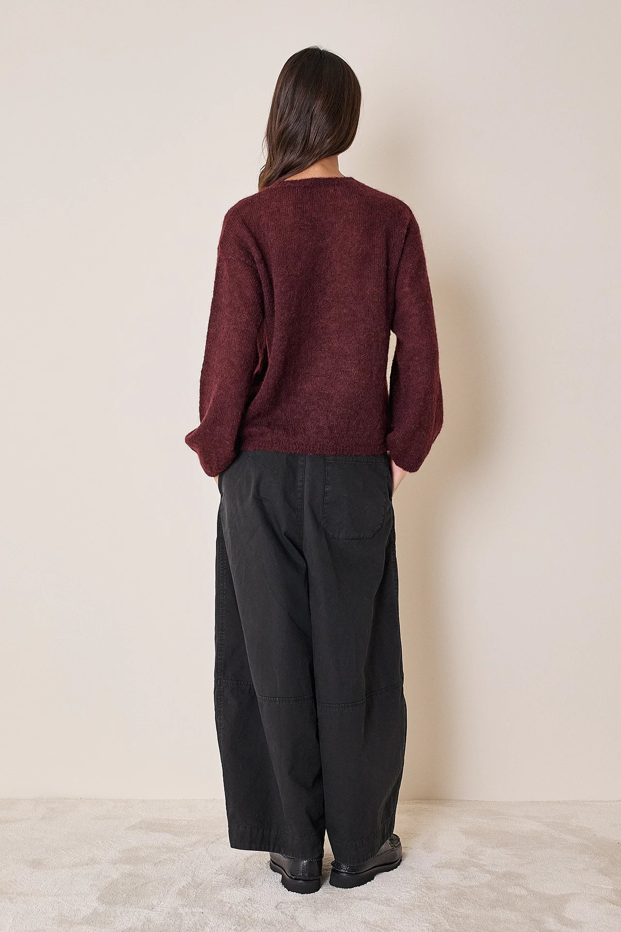 Maglia girocollo in mohair e baby alpaca