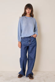 Maglia girocollo in mohair e baby alpaca