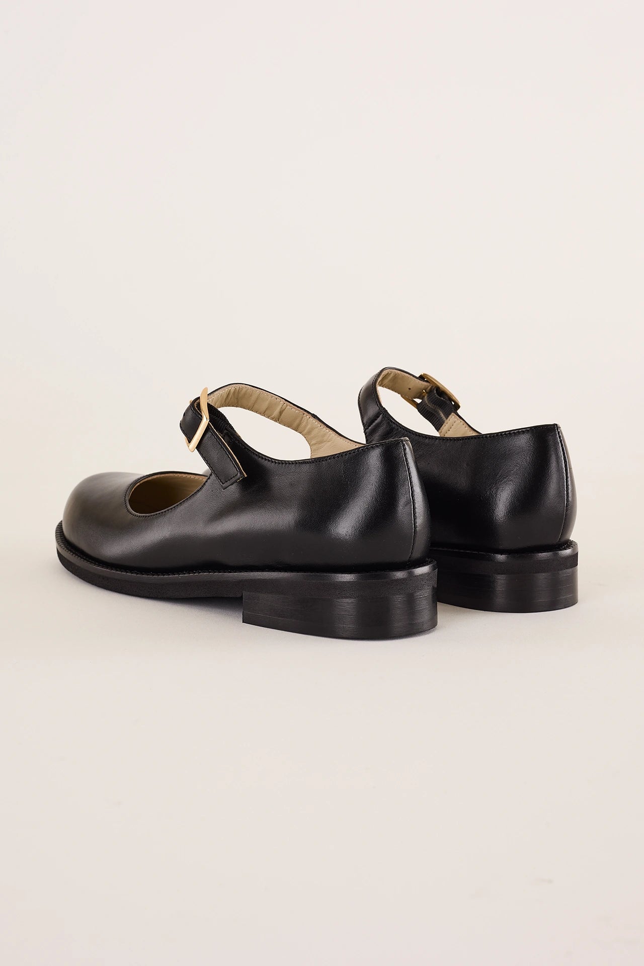 Round-toe Mary Janes with rubber sole