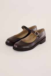 Round-toe Mary Janes with rubber sole