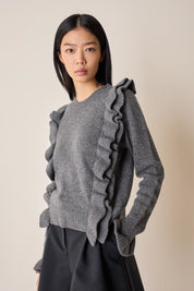 Wool sweater with maxi ruffles