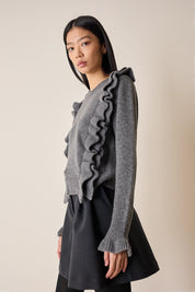 Wool sweater with maxi ruffles