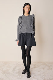 Wool sweater with maxi ruffles