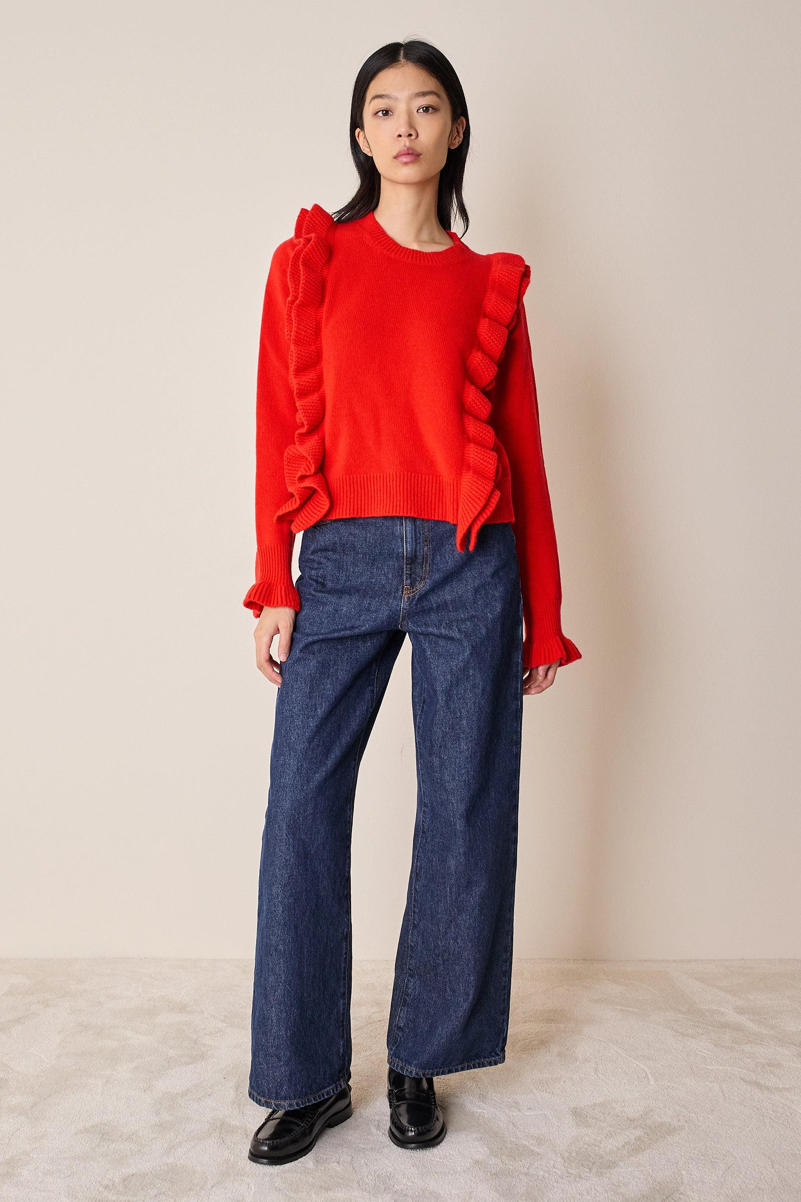 Wool sweater with maxi ruffles