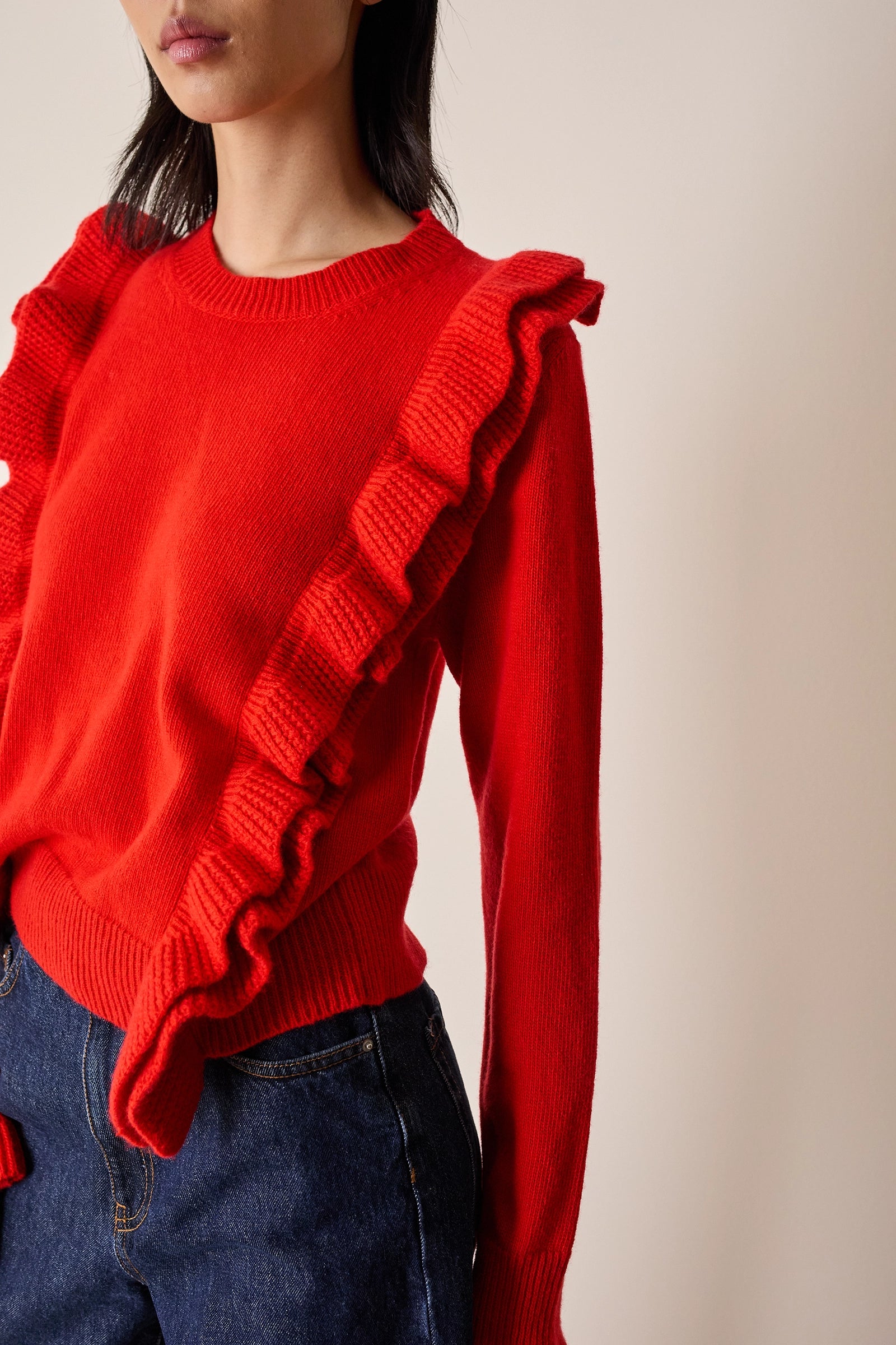 Wool sweater with maxi ruffles