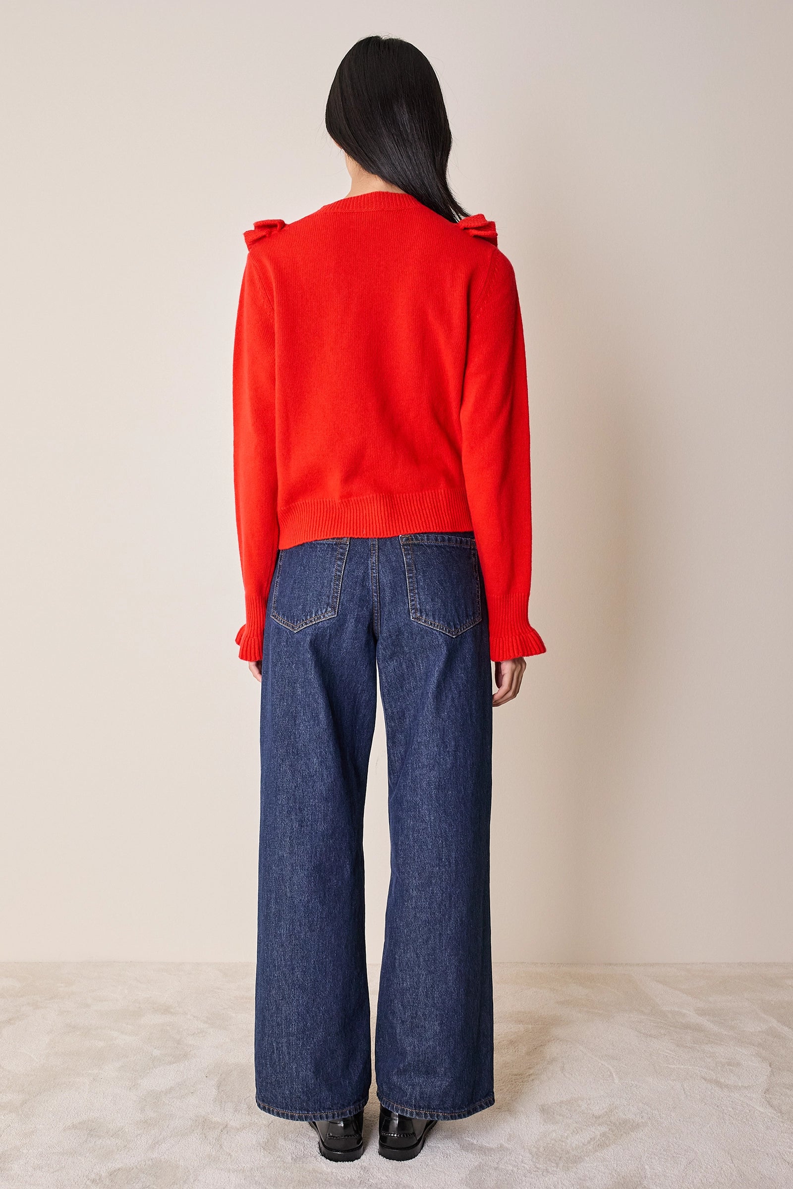 Wool sweater with maxi ruffles