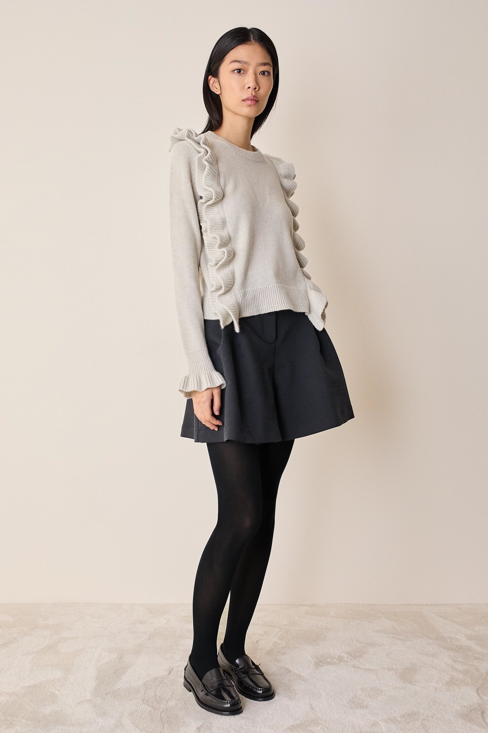 Wool sweater with maxi ruffles