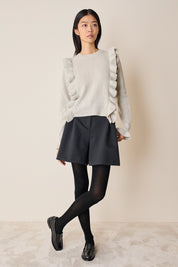 Wool sweater with maxi ruffles