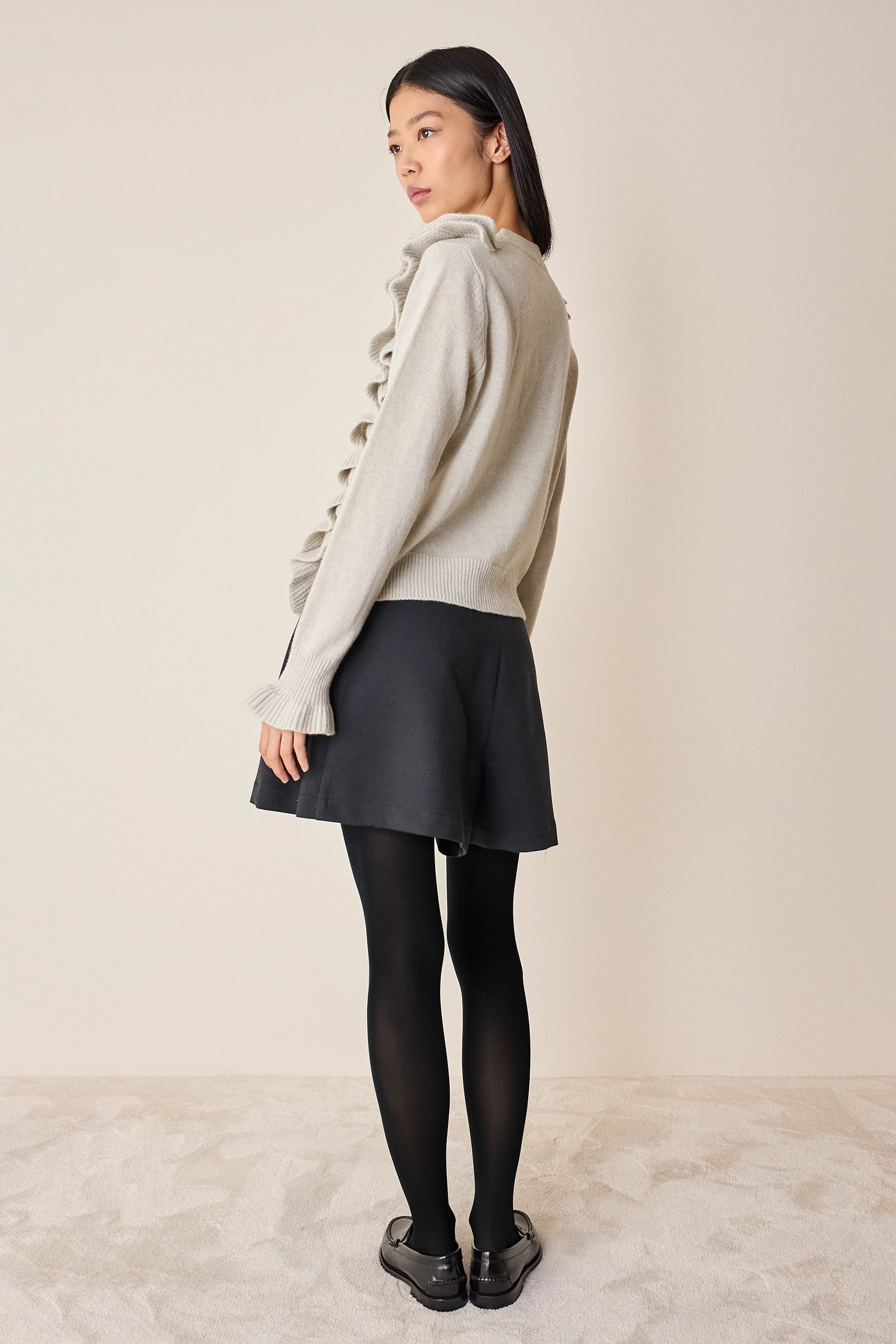 Wool sweater with maxi ruffles