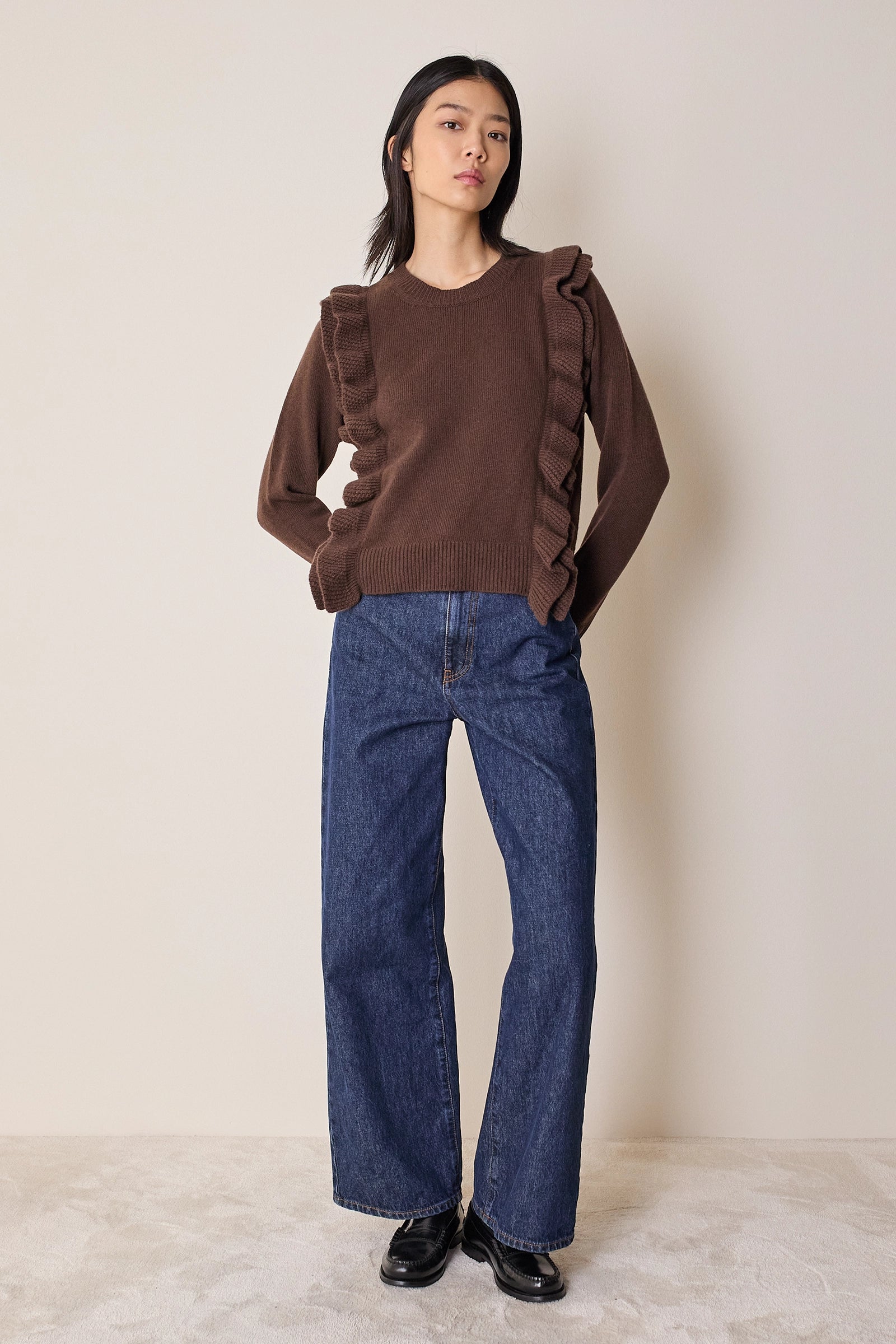 Wool sweater with maxi ruffles