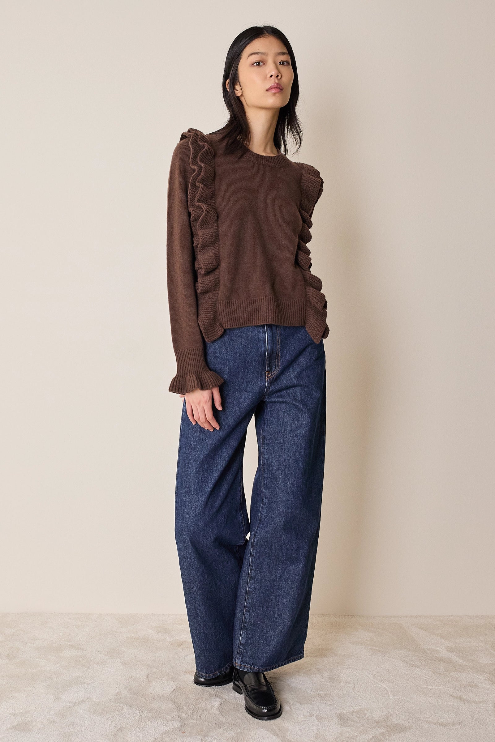 Wool sweater with maxi ruffles