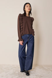 Wool sweater with maxi ruffles