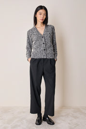 Buttoned mélange yarn cardigan