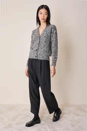 Buttoned mélange yarn cardigan