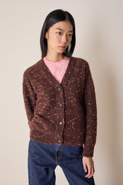 Buttoned mélange yarn cardigan