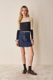 Minigonna a pannelli in denim