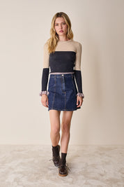 Minigonna a pannelli in denim