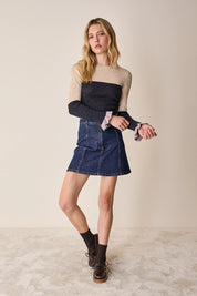 Minigonna a pannelli in denim