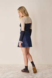 Minigonna a pannelli in denim