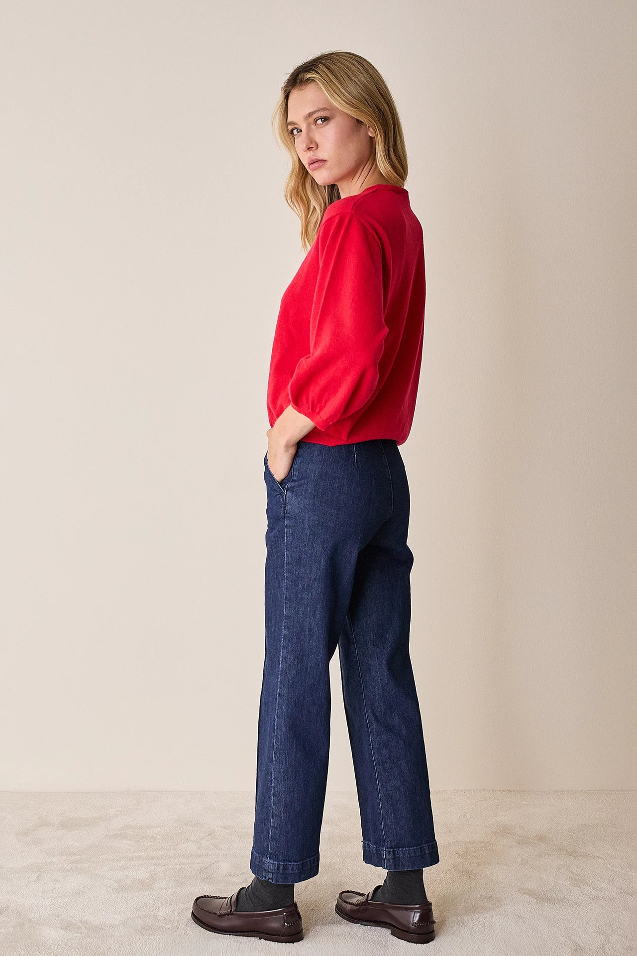 Pantaloni in denim con piega