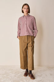 Camicia in cotone con colletto stondato