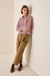 Camicia in cotone con colletto stondato