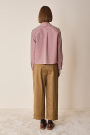 Camicia in cotone con colletto stondato