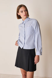 Camicia in cotone con colletto stondato