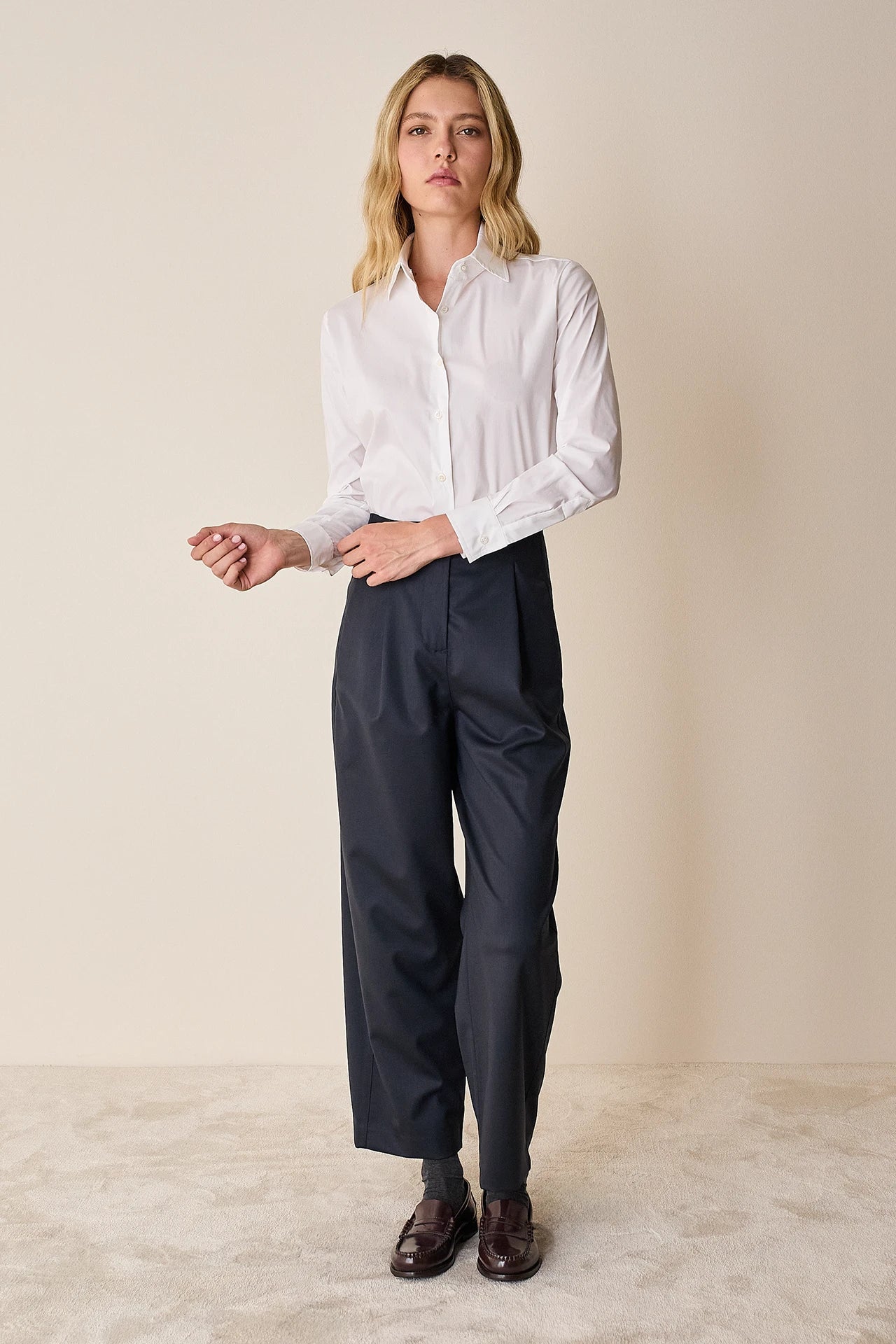 Camicia classica in cotone elasticizzato