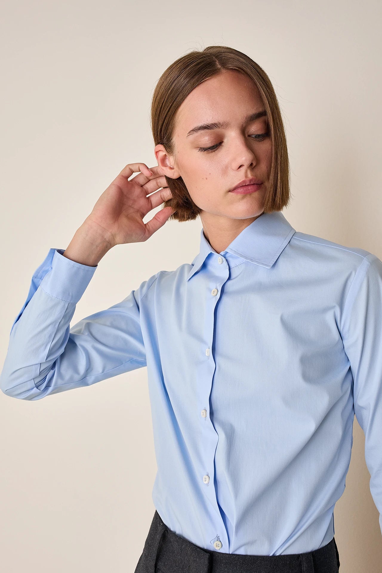 Camicia classica in cotone elasticizzato