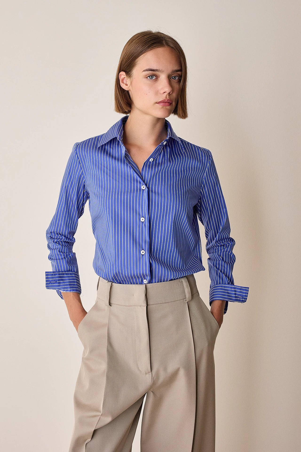 Camicia classica in cotone elasticizzato