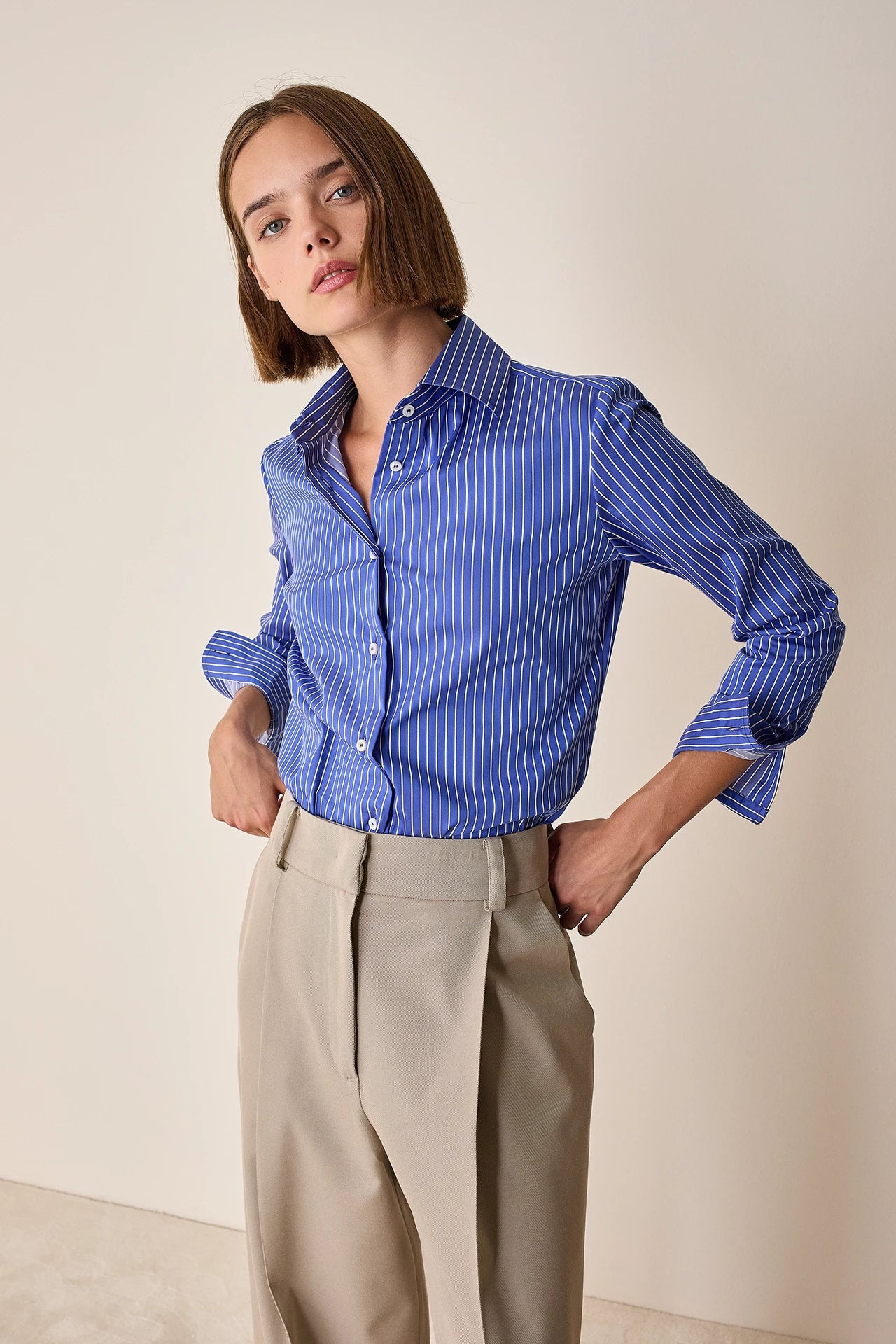 Camicia classica in cotone elasticizzato