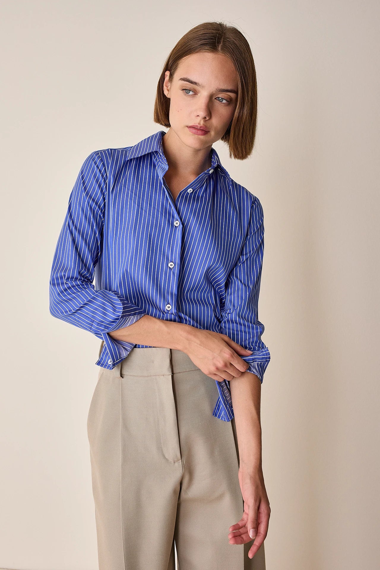 Camicia classica in cotone elasticizzato
