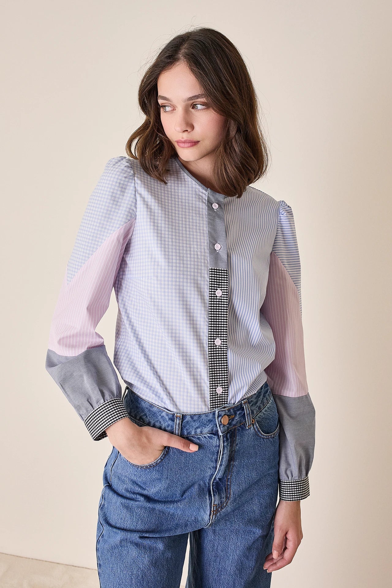 Camicia patchwork in cotone