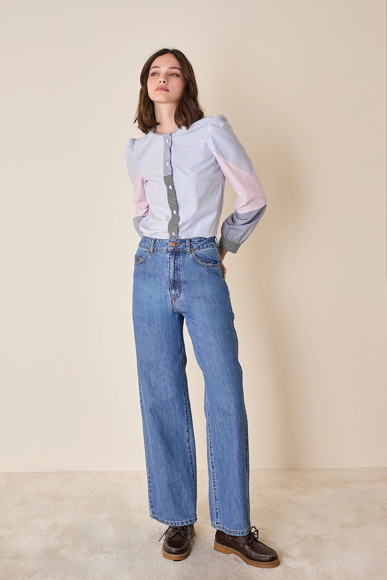 Camicia patchwork in cotone